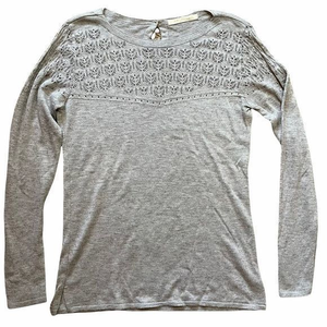 Absolutti Gray Crochet Design Sweater Size Medium‎